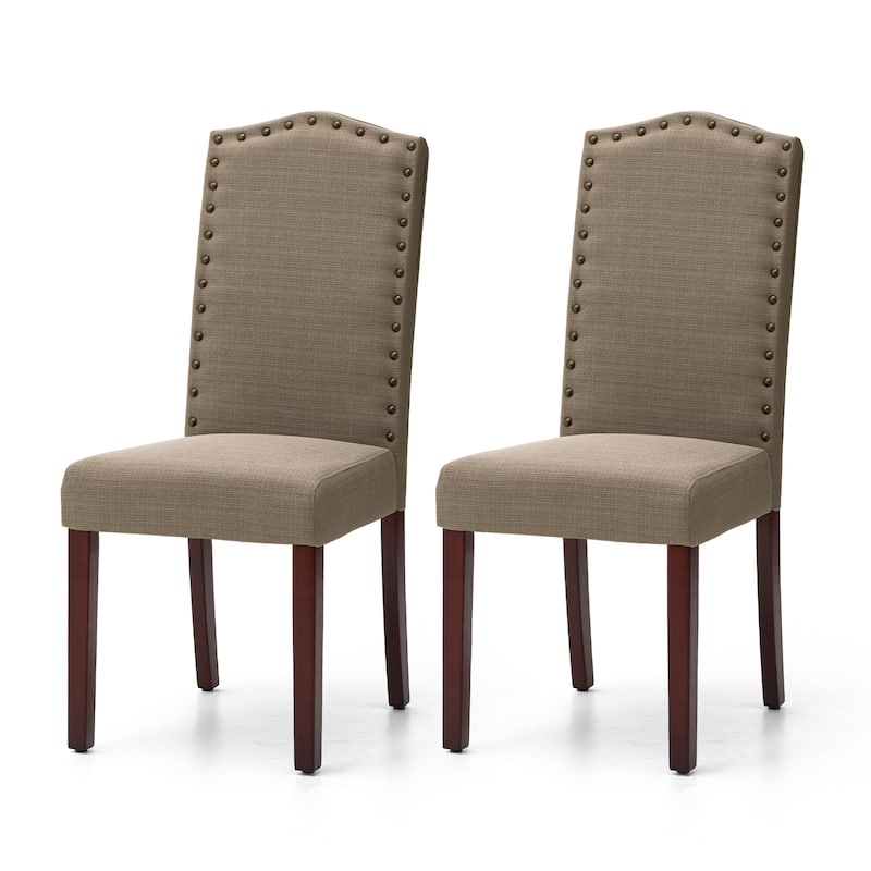 Glitzhome Modern High Back Linen Upholstered Dining Chairs with Adjustable Footpads