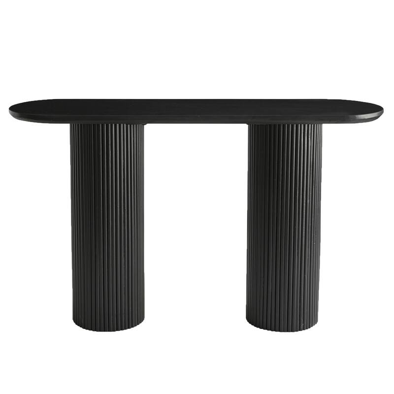 Mid-Century Modern Solid Wood & Marble Console Table