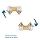 preview thumbnail 4 of 10, Northlake Collection Two-Light Vintage Brass Clear Glass Transitional Bath Light - 15.5 in x 7.5 in x 8 in