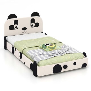 Costway Twin Size Kids Bed Toddler Upholstered Low Profile Bed Frame