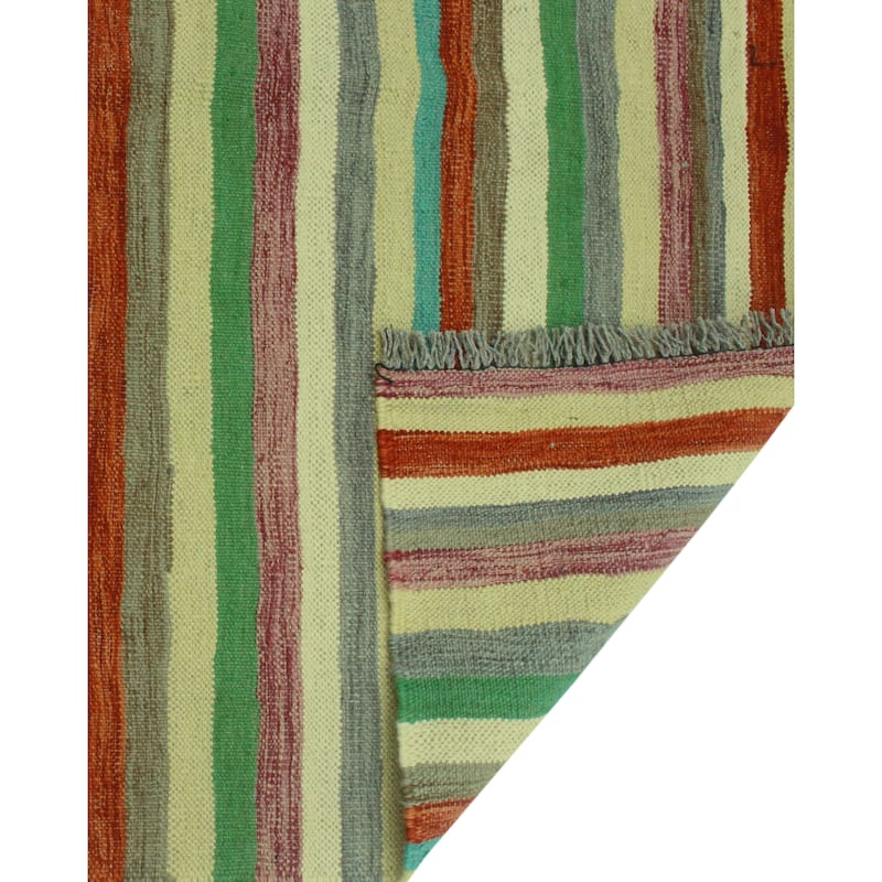 Noori Rug Winchester Flatweave Obi Rust/Green Rug - 3'11" x 5'10"