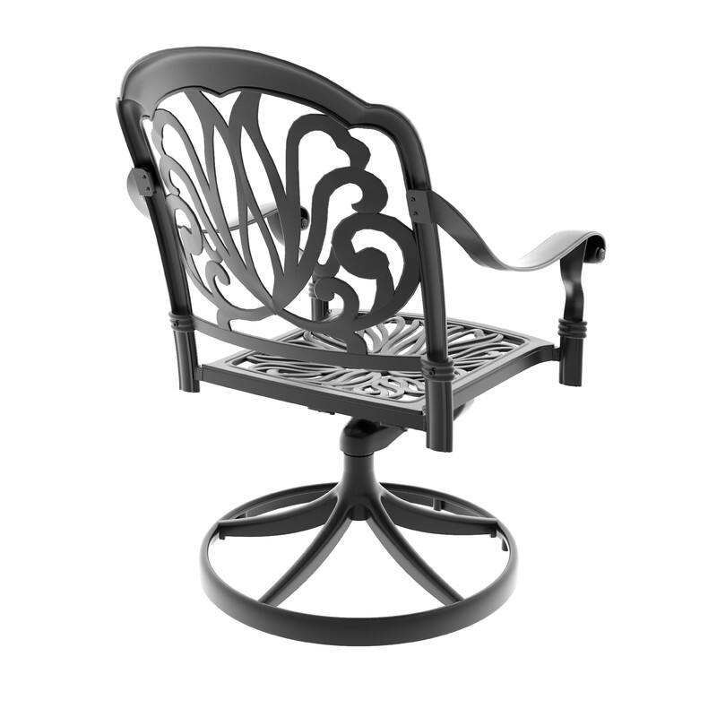 Black Swivel Aluminum Patio Outdoor Dining Chair (4-Pack)