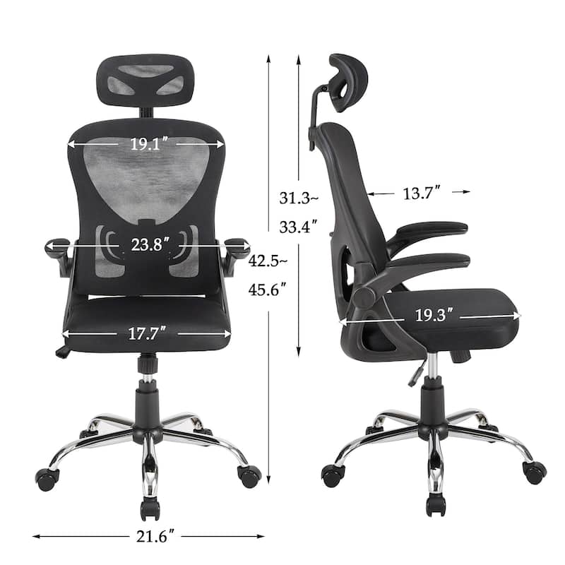 VECELO High Back Ergonomic Office Chair with Adjustable Headrest Armrest Mesh Lumbar Support
