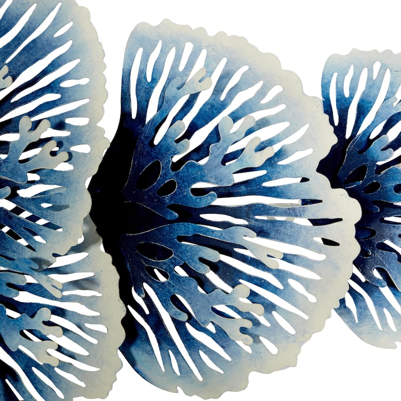 Metal Floral 3D Home Wall Decor - Blue - Roche River Decor