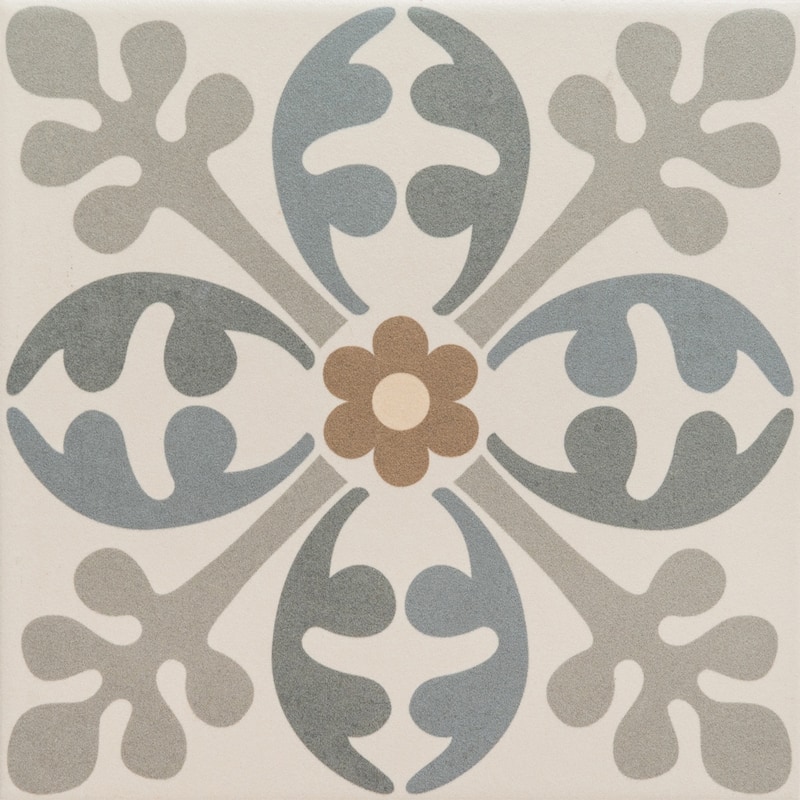 Ellis Taco 6.5x6.5 Matte Porcelain Encaustic Tile - Floor, Wall & Backsplash