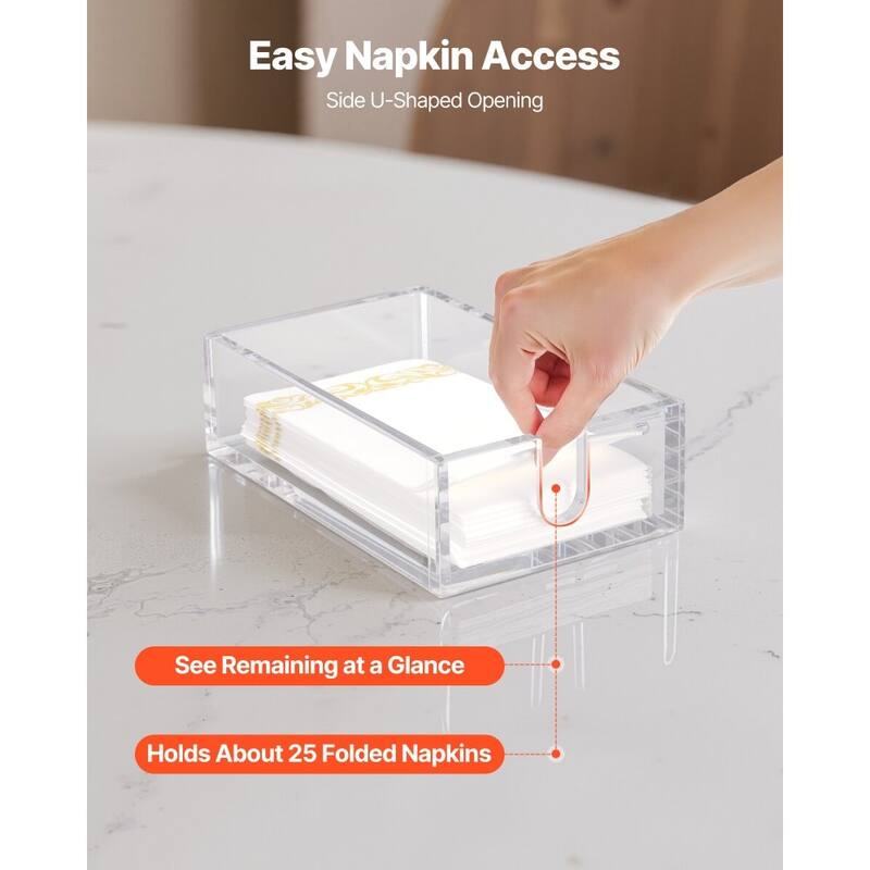 Clear Acrylic Napkin Holder with Durable U-Shaped Design and Easy Access - 9.1 x 5.5 x 2.6 inch
