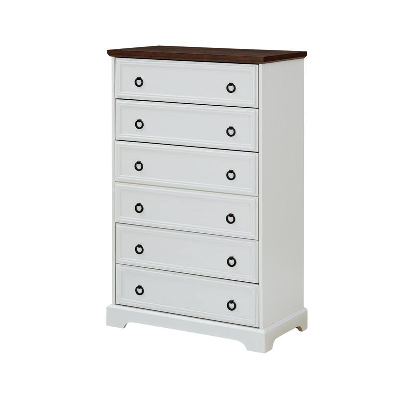 GDFStudio - Wash Modern 6-Drawer Tall Dresser with Textured Borders and Easy-Pull Handles