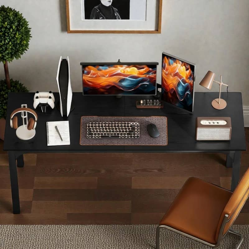 70 Inch Industrial Computer Desk with Metal Legs, Large Desktop Office Desk for Home Office Study