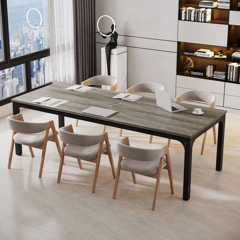 Modern Office 13FT Conference Table Set of 6, Large Rectangle Meeting Table, 78.74-Inch Long Business Seminar Table