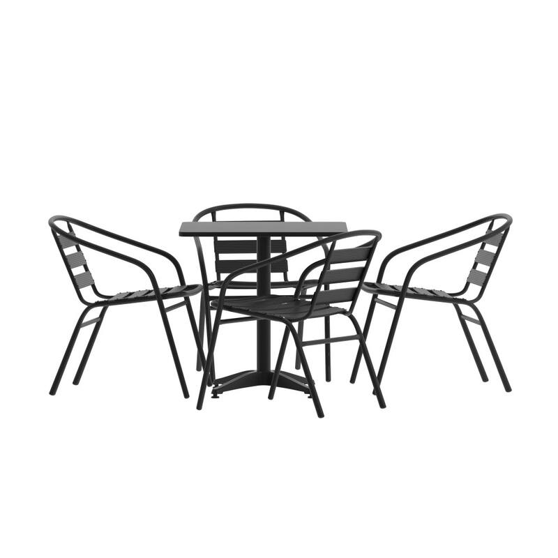 27.5" Square Aluminum Indoor-Outdoor Table Set