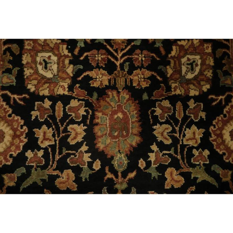 Hand Knotted Oriental 100% Wool Carpet Traditional All-Over Black Peshawar Runner Rug - 12' 1'' X 3' 3''