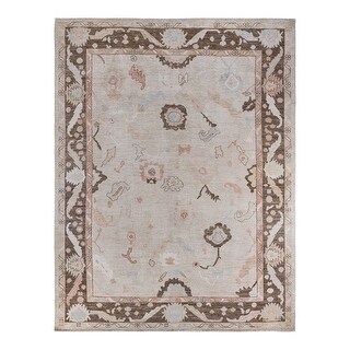 Hand Knotted Traditional Tribal Wool Ivory Area Rug - 9' 2" x 11' 11"
