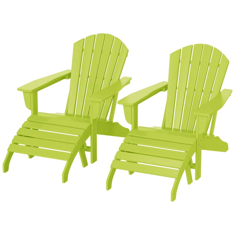 Altura Outdoor Eco-Friendly All Weather Adirondack Chairs with Ottomans (4-Piece Conversation Set) - Lime