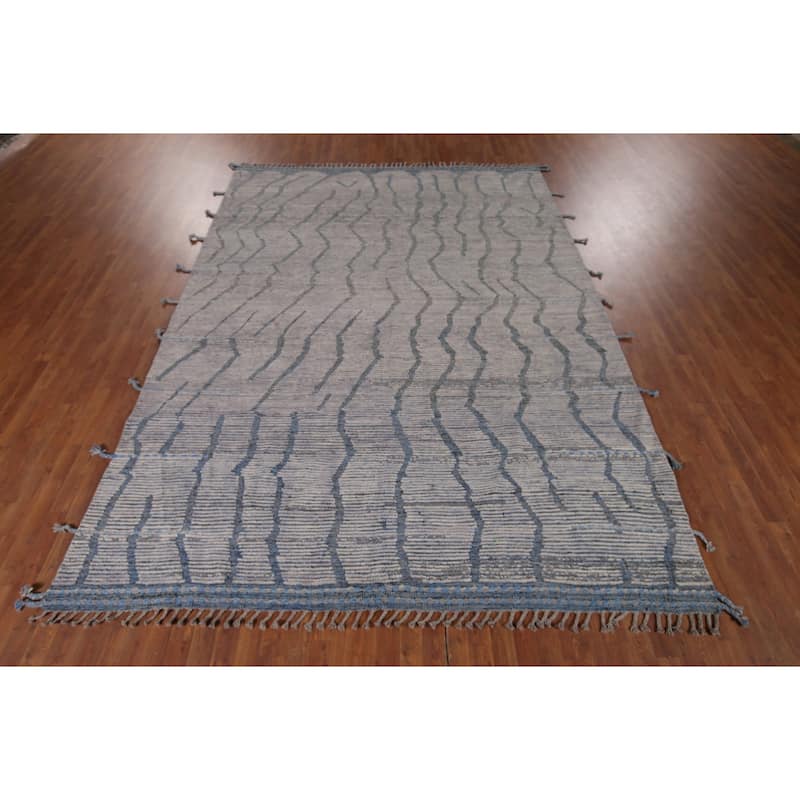 Moroccan Oriental Area Rug Hand-Knotted Bedroom Wool Carpet - 8'7"x 11'10"