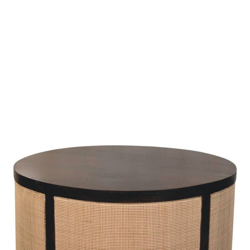 Artisan Furniture Solid Wood Monaco Round Rattan Centerpiece ,Beige & brown