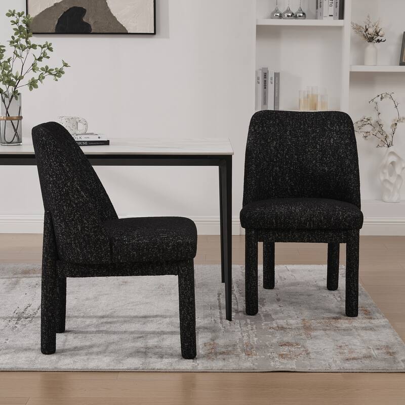 Upholstered Dining Chairs Set, Modern Dining Room Chairs Chenille Side Chairs with Curved Backrest, Armless Living Room Chair