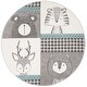 preview thumbnail 9 of 12, SAFAVIEH Carousel Kids Jeremy Animal Rug 4' Round - Grey/Ivory