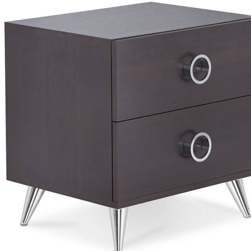 HomeRoots 20" Silver And Espresso End Table With Two Drawers - 20' X '20' X '17