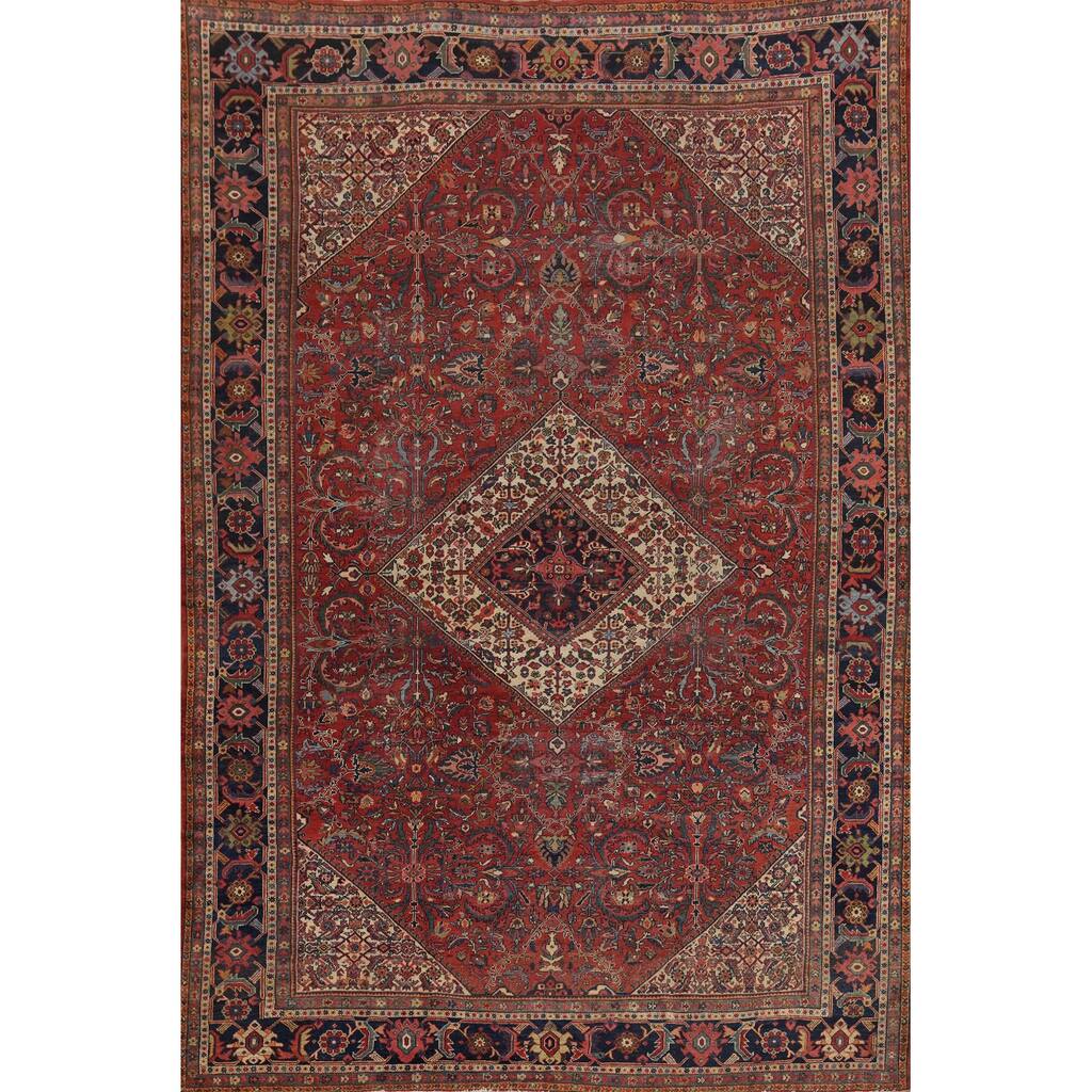 Hand Knotted Oriental 100% Wool Carpet Traditional Medallion Red Sultanabad Area Rug - 13' 8'' X 10' 4''