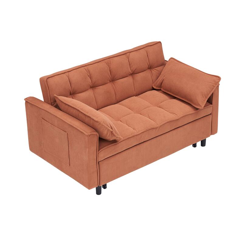 55" 3-in-1 Double Pull-Out Sofa Bed for Living Room