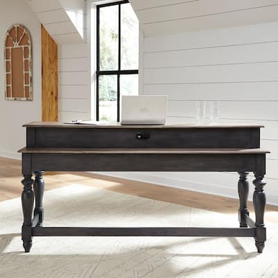 Ocean Isle Slate and Weathered Pine Console Bar Table