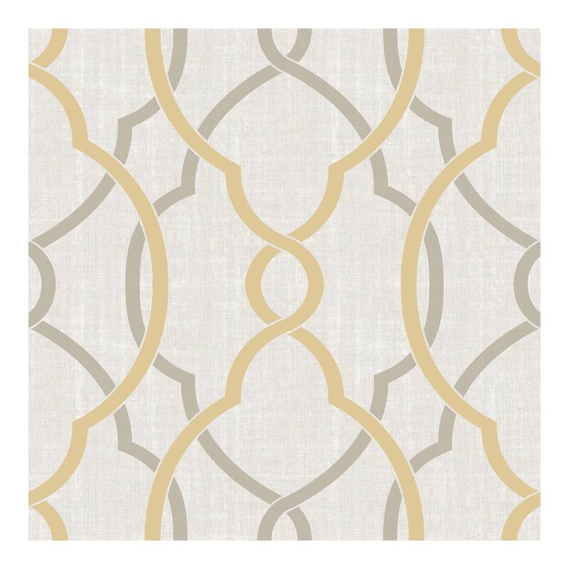 NuWallpaper Sausalito Taupe/Yellow Peel & Stick Wallpaper - 216in x 20.5in x 0.025in