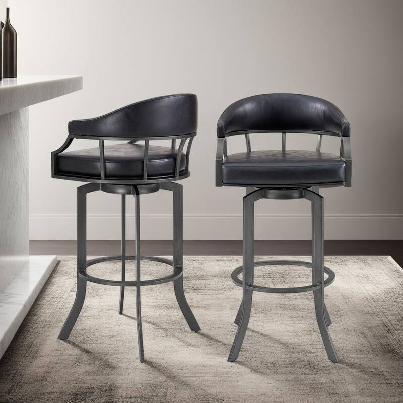 Pharaoh Upholstered Bar or Counter Height Swivel Barstool