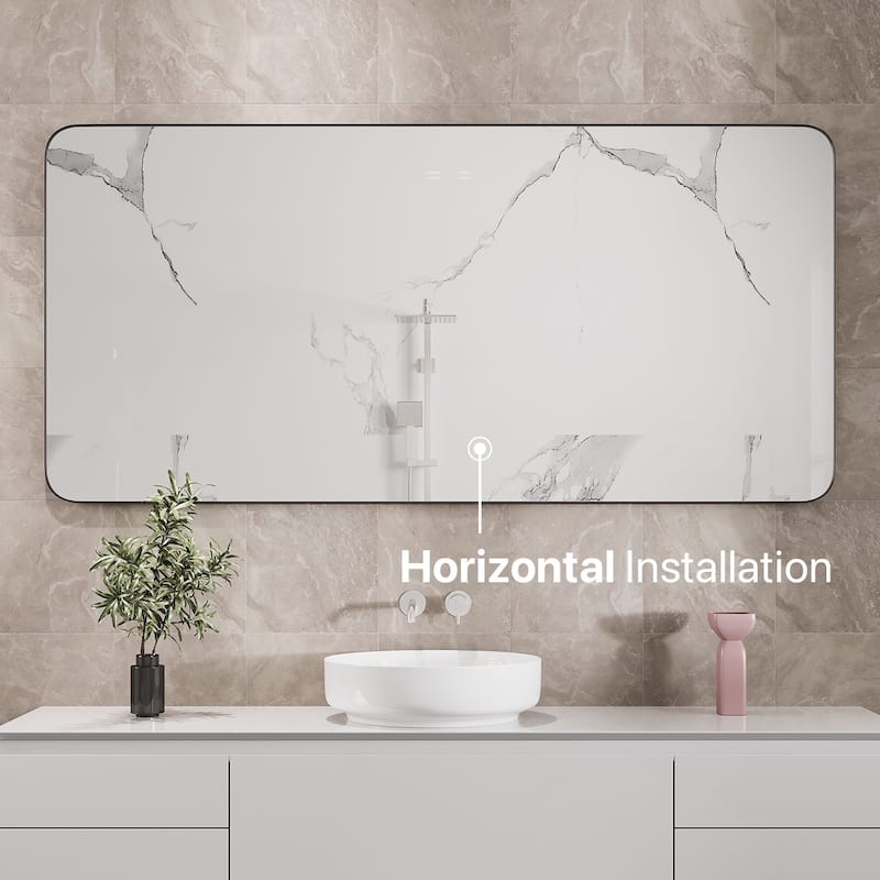 Eviva Harmony 60" x 28" Rectangular Black Metal Framed Mirror - N/A
