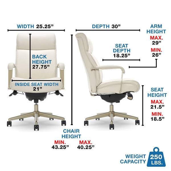 dimension image slide 0 of 3, La-Z-Boy Melrose Executive Office Chair, Brass Finish