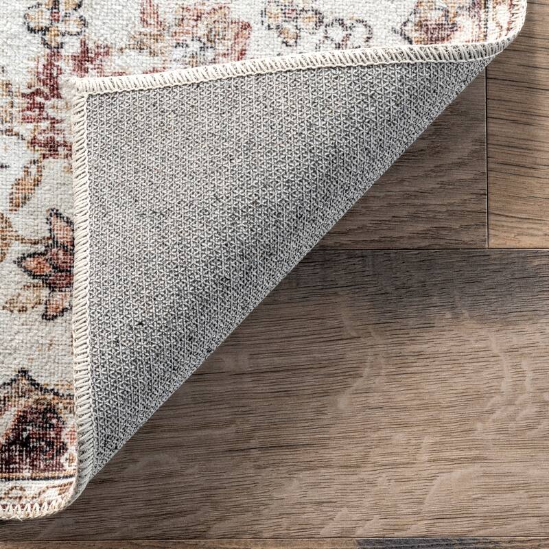 Nuloom Paisley SpinClean Machine Washable Faded Floral Border Medallion Area Rug