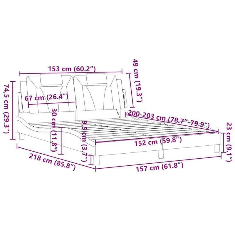 vidaXL Bed Frame with LED Lights Mattress Foundation Furniture Faux Leather