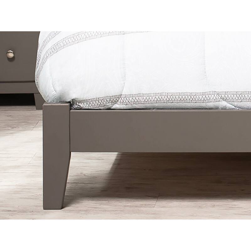 Full Size Platform Bed with Trundle - Low Profile, Gray Finish, USB Ports, 800 lb Capacity