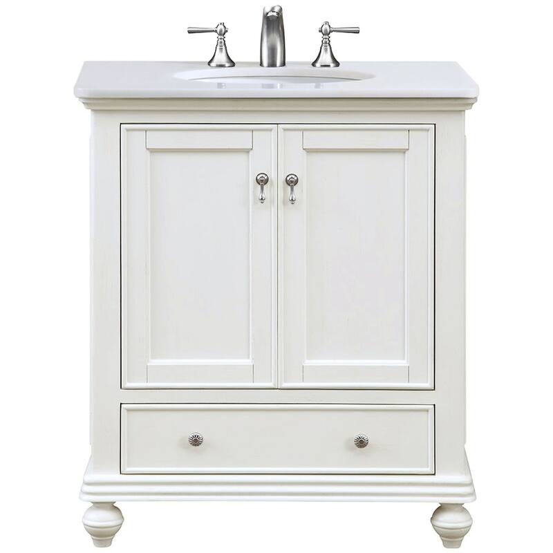 Elegant Lighting VF12330-VW Otto 30" Free Standing Single Basin Vanity - Antique White - Antique