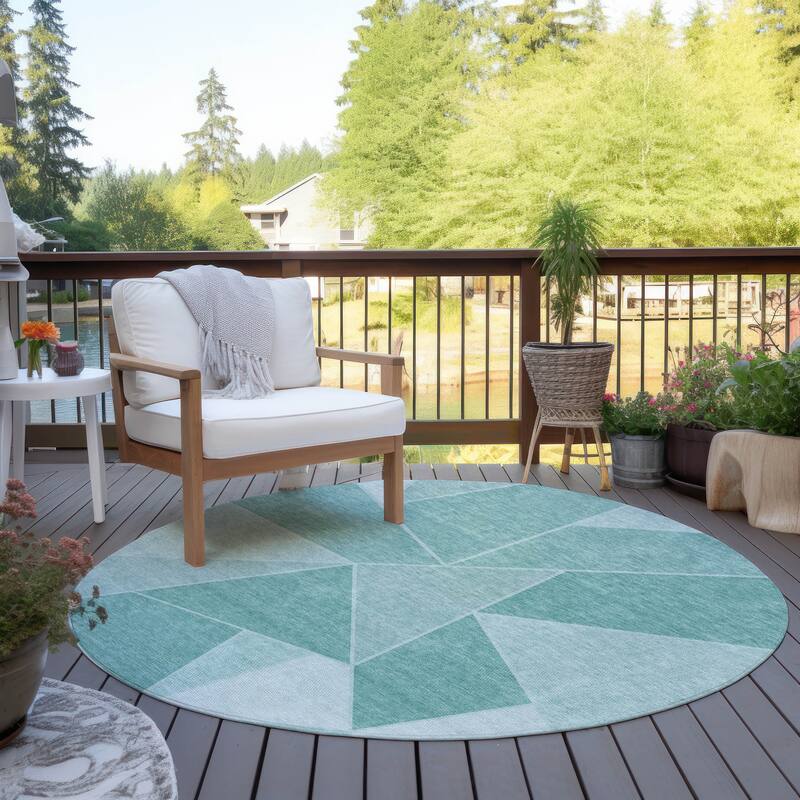 Machine Washable Indoor/ Outdoor Chantille Modern Mosaic Rug