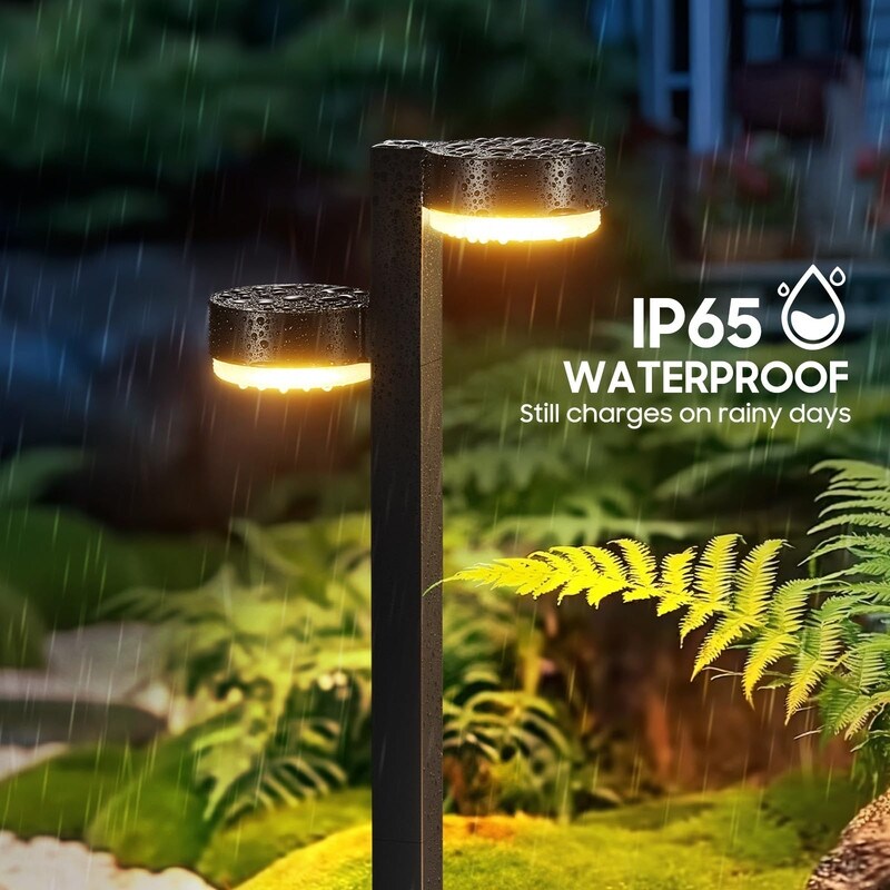 JACKYLED 8-Pack Solar Deck Lights Outdoor, 12 LED Solar Dock Lights Marine Waterproof, Dusk To Dawn Solar Lights For Backyard Sidewalk Garden Pathway Walkway Patio Backyard (Warm White
