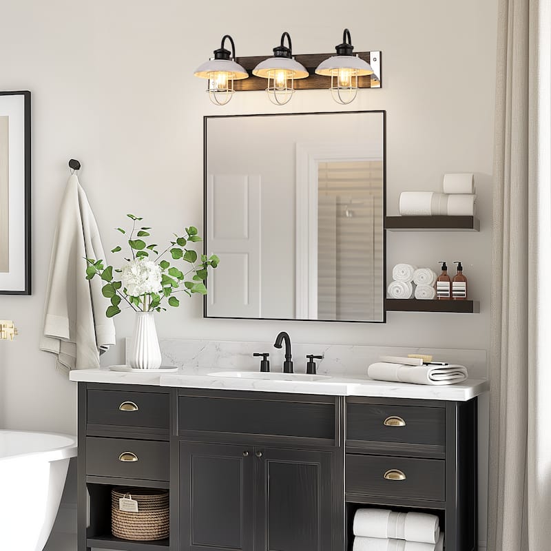 3-Light Brushed Nickel Cylinder Modern Bathroom Vanity Light with Clear Glass Shade,Wall Lamp for Mirror Kitchen Bedroom