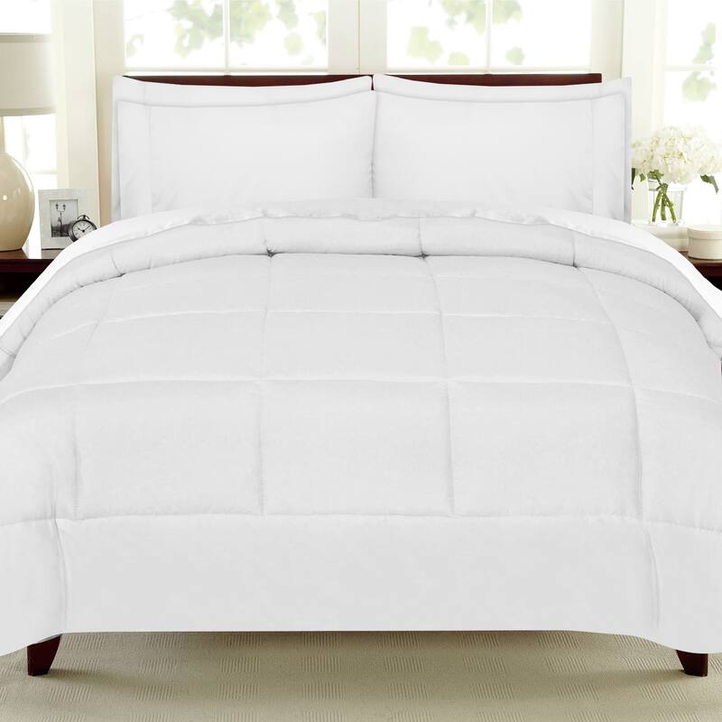 Sweet Home Collection Luxury Solid Bed-In-a-Bag with Sheet Set - White - Queen