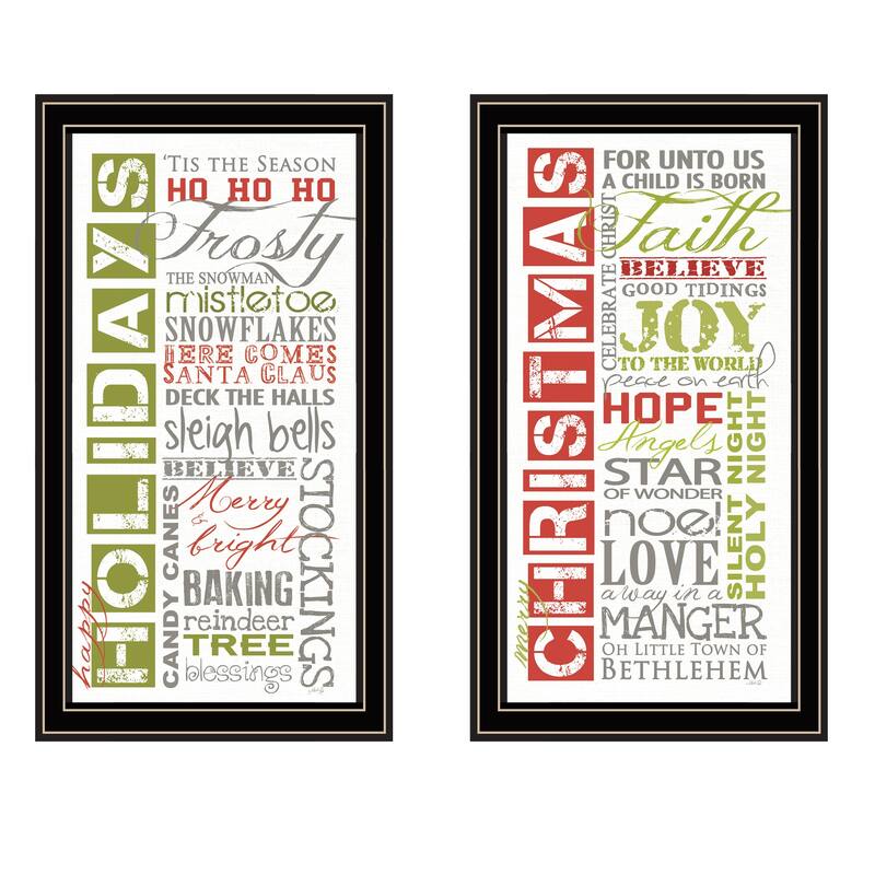 2-Piece Framed Wall Art Set - Happy Holidays, Black Frame