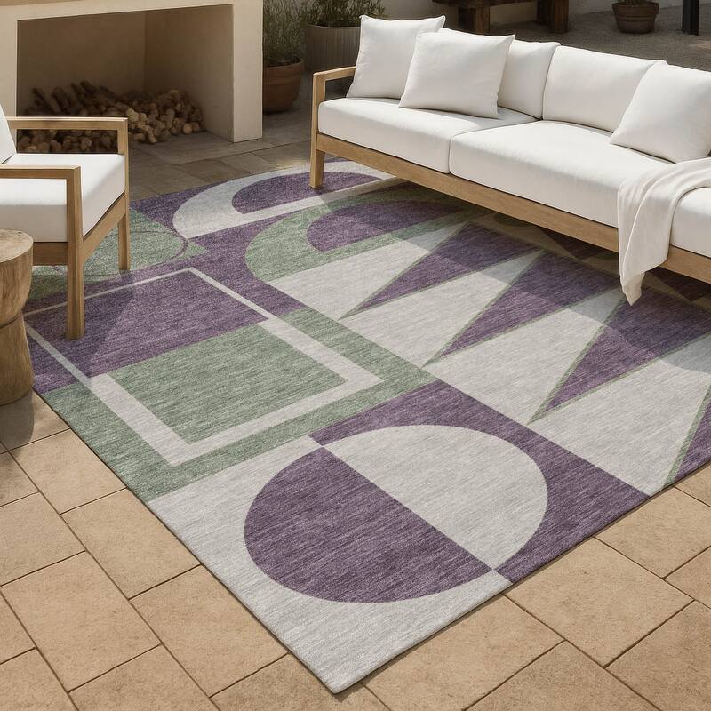 Machine Washable Indoor/ Outdoor Modern Crowley Chantille Rug - Plum - 5' x 7'6"