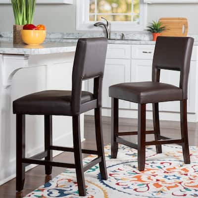 Zeta Dark Brown Faux Leather 24-inch Counter Stool