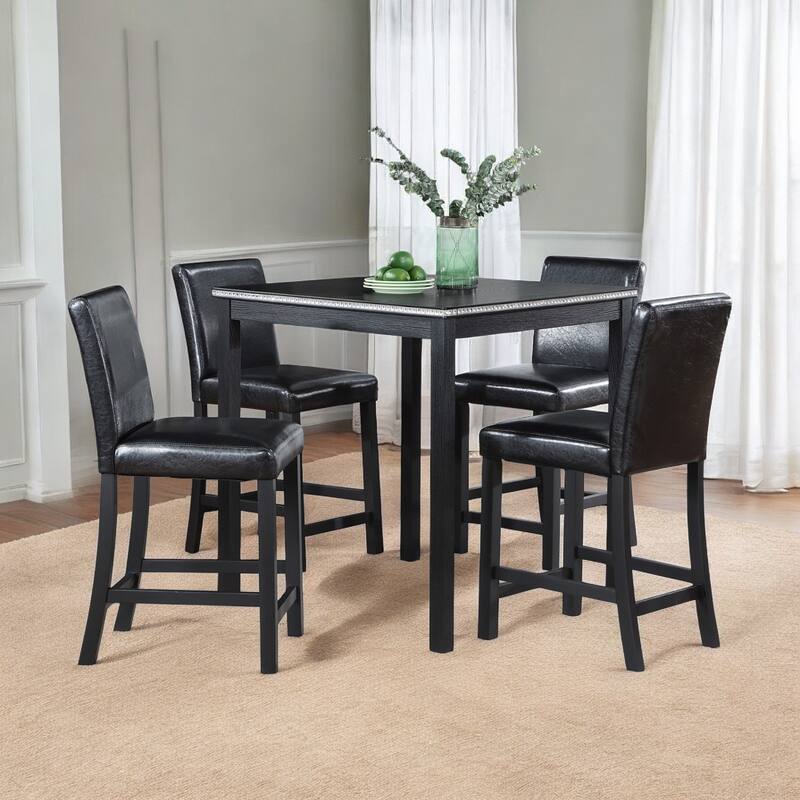 KISRAIS 5 Piece Counter Height Dining Set - Black