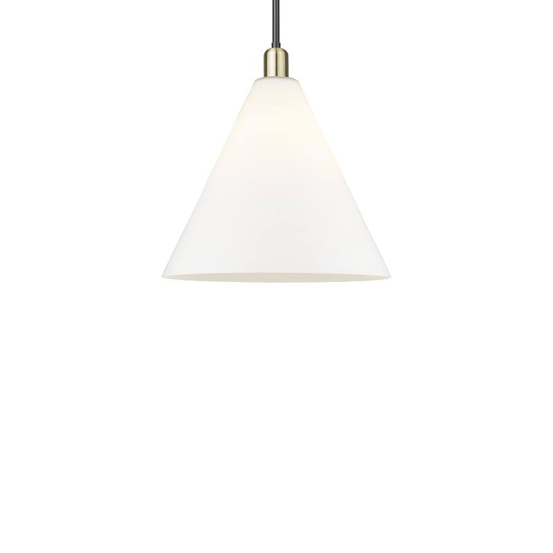 Innovations Lighting 716-1S-18-16 Berkshire Glass Pendant Berkshire - Black Antique Brass / Matte White