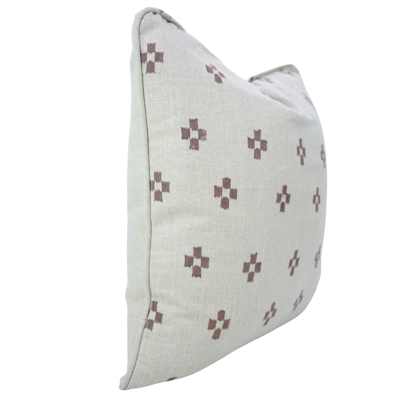 Fabdivine Handmade Floral Block Print Soft Pure Linen Fabric Pipine Pillow Cover Decorative Cushion Case - Pillow Covers - Barfi- Chocolate Brown - 16" x 16"