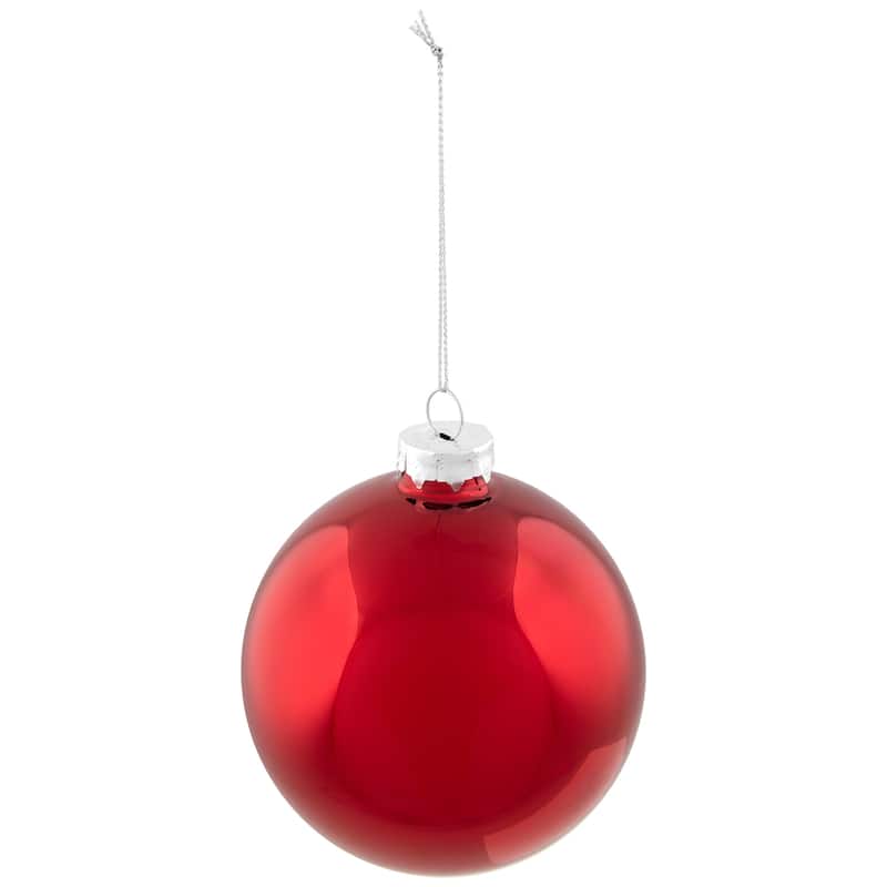 2-Finish Christmas Glass Ball Ornaments - 4" (100mm) - Red - 4ct
