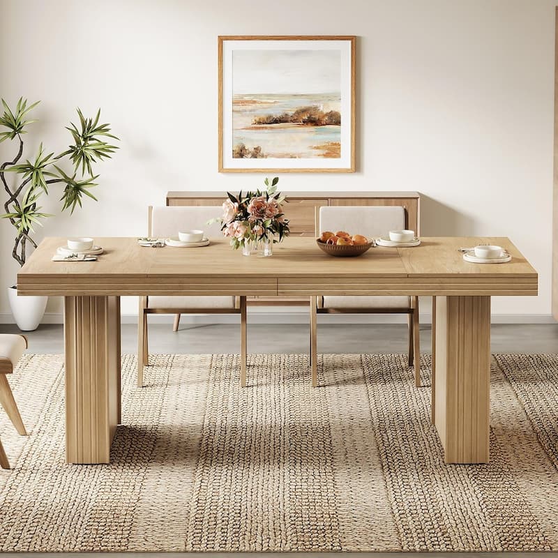 63 Inches Farmhouse Dining Table for 6, Modern Kitchen Table