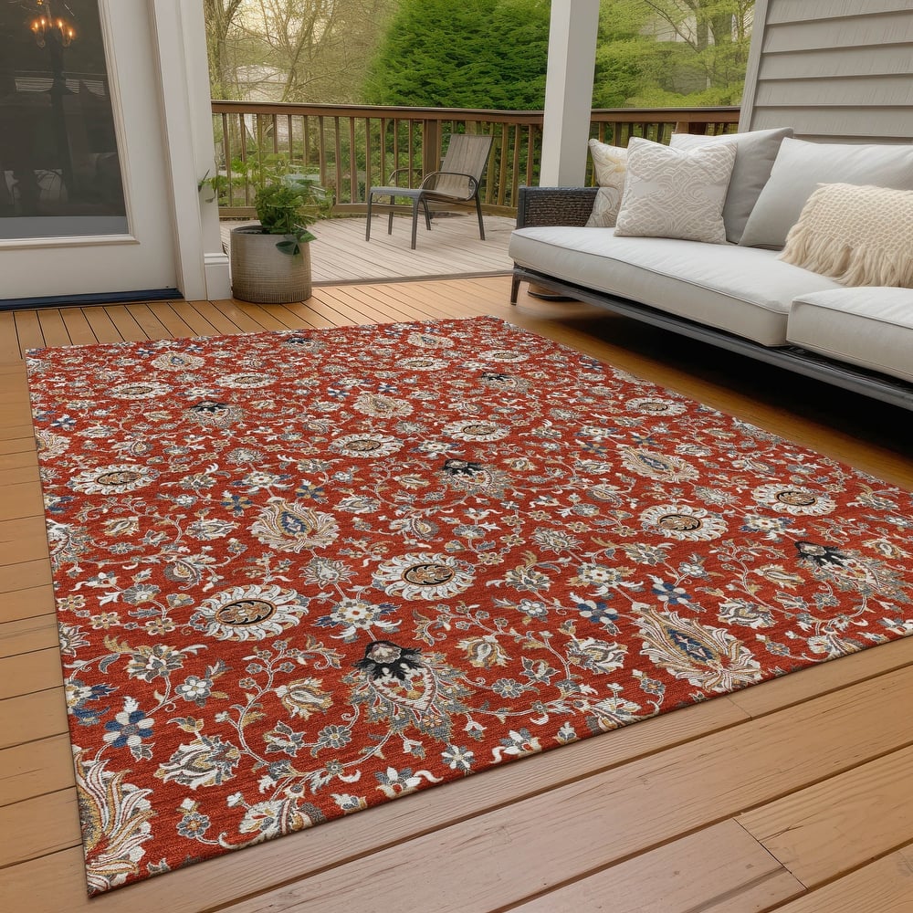 Machine Washable Indoor/Outdoor Traditional Persian Chantille Rug
