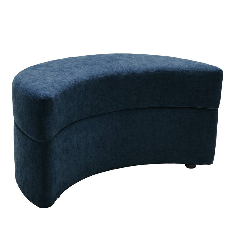 Chenille Half Moon Storage Ottoman(Set of 2)