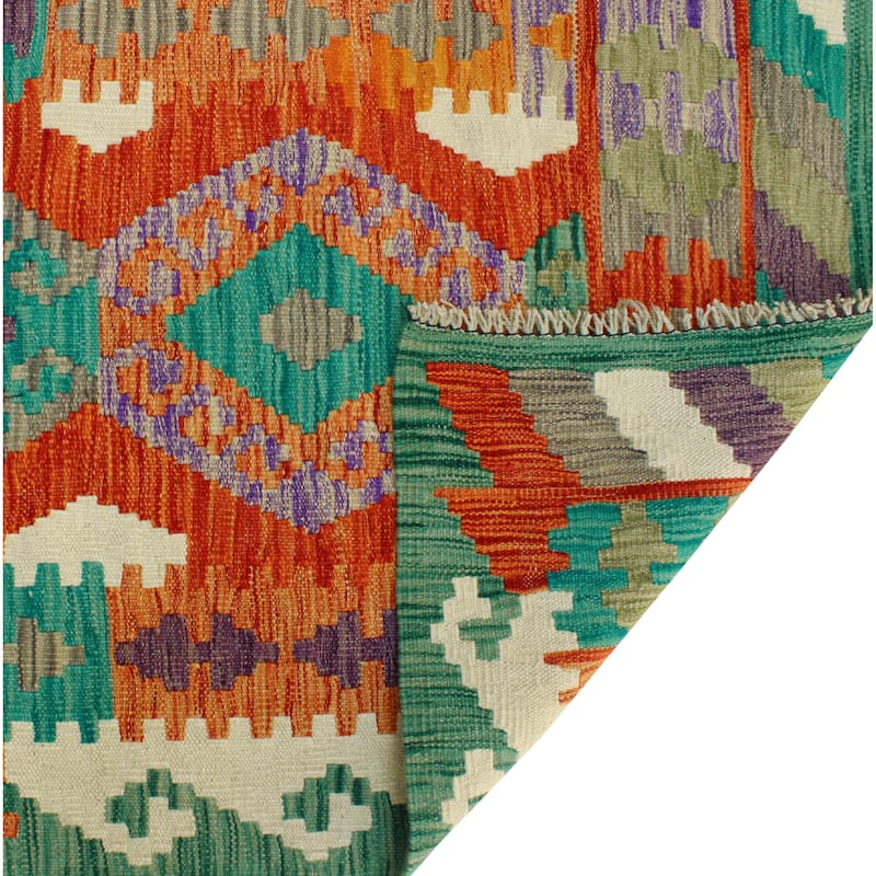 Flatweave Walton Red/Green Runner - 2'10" x 9'3"