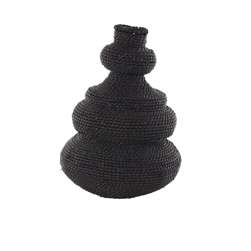 Metal Seagrass Handmade Wrapped Decorative Vase with Abstract Bubble Shape - Beige or Black - Roche River Decor