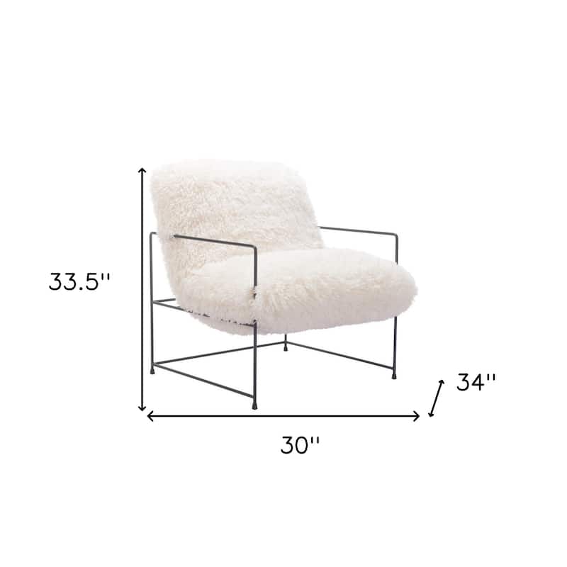 HomeRoots 30" White And Black Sherpa And Upholstered Arm Chair - 30' X '33.5' X '34